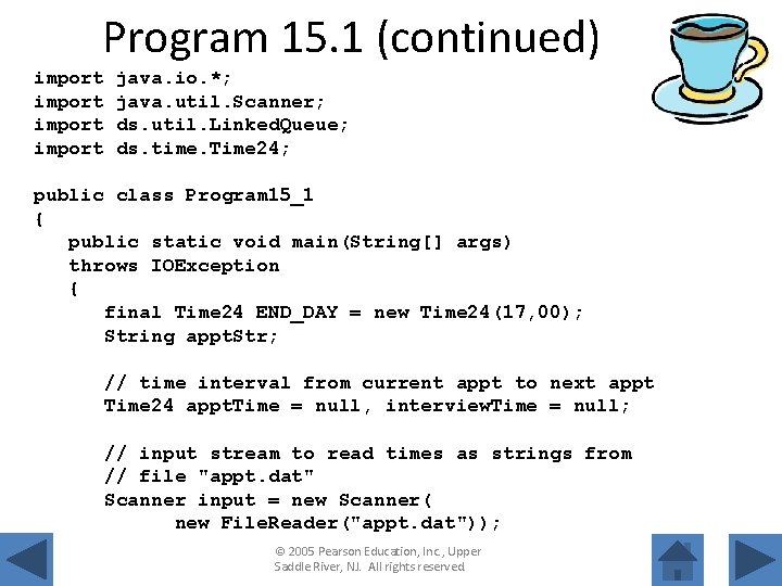 Program 15. 1 (continued) import java. io. *; java. util. Scanner; ds. util. Linked.
