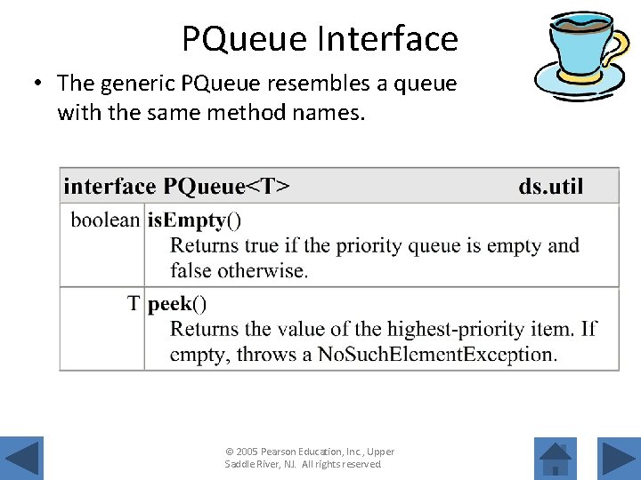 PQueue Interface • The generic PQueue resembles a queue with the same method names.