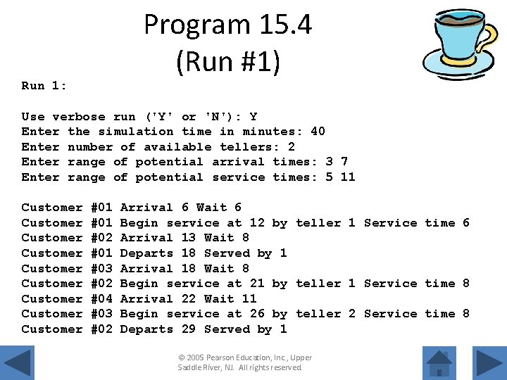 Program 15. 4 (Run #1) Run 1: Use verbose run ('Y' or 'N'): Y