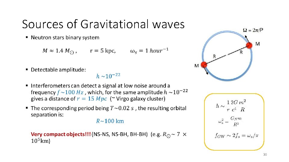 Sources of Gravitational waves • 30 Sources of Gravitational waves • 30
