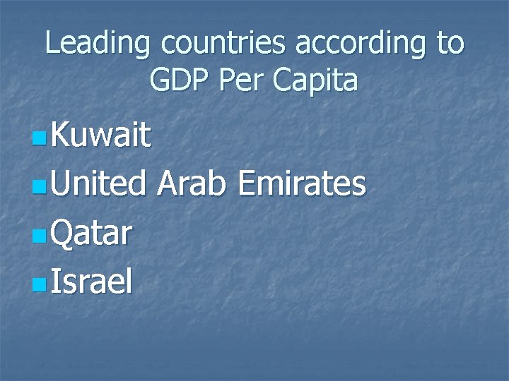 Leading countries according to GDP Per Capita n Kuwait n United n Qatar n