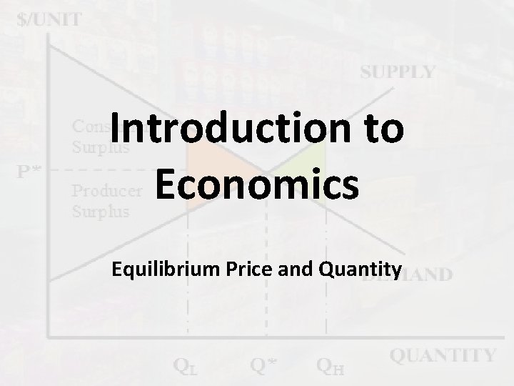 Introduction to Economics Equilibrium Price and Quantity 