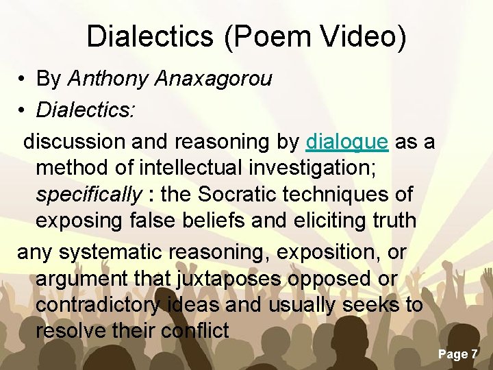 Dialectics (Poem Video) • By Anthony Anaxagorou • Dialectics: discussion and reasoning by dialogue