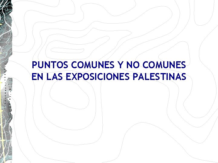 PUNTOS COMUNES Y NO COMUNES EN LAS EXPOSICIONES PALESTINAS PUNTOS COMUNES Y NO COMUNES EN LAS EXPOSICIONES PALESTINAS