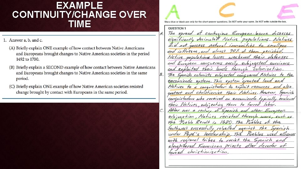 EXAMPLE CONTINUITY/CHANGE OVER TIME 