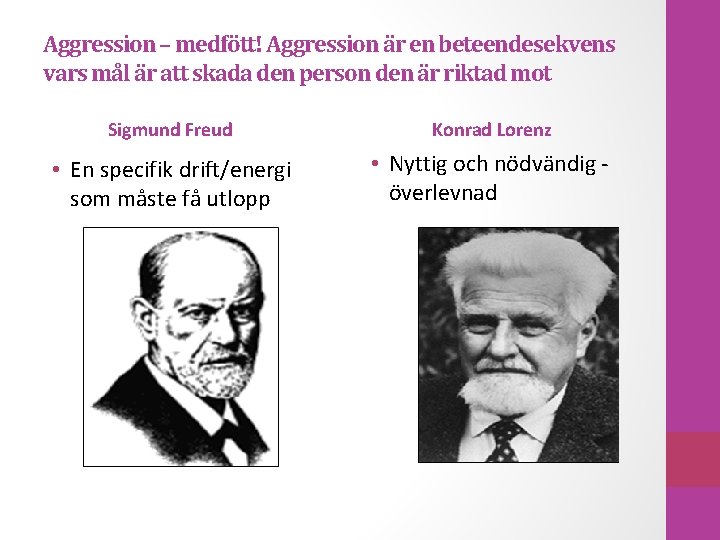 Aggression – medfött! Aggression är en beteendesekvens vars mål är att skada den person