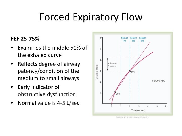 Forced Expiratory Flow FEF 25 -75% • Examines the middle 50% of the exhaled