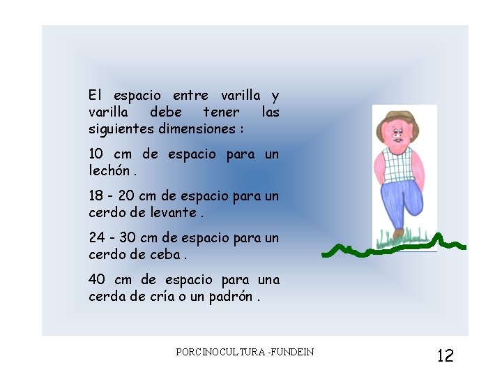 El espacio entre varilla y varilla debe tener las siguientes dimensiones : 10 cm