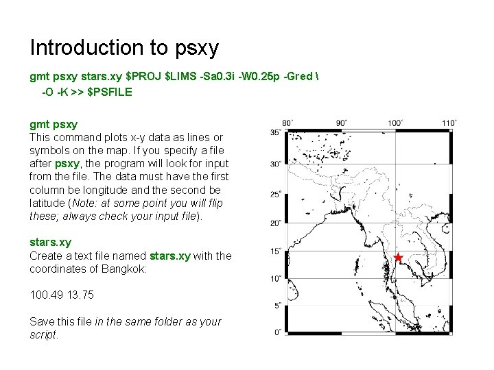 Introduction to psxy gmt psxy stars. xy $PROJ $LIMS -Sa 0. 3 i -W