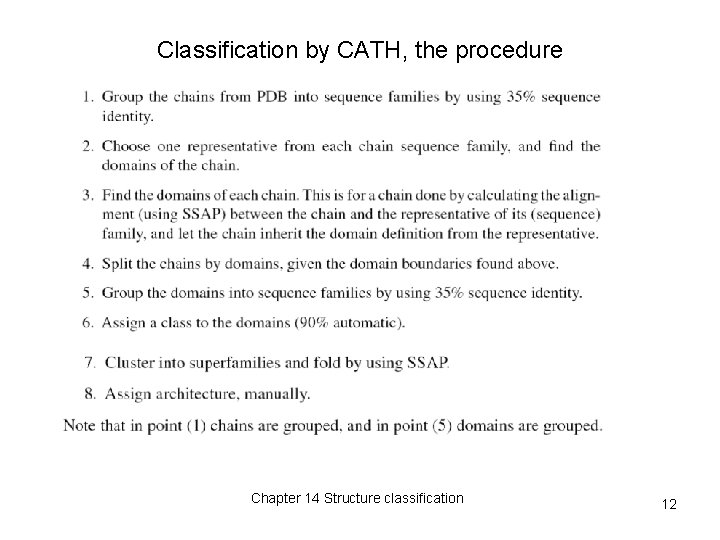 Classification by CATH, the procedure Chapter 14 Structure classification 12 Classification by CATH, the procedure Chapter 14 Structure classification 12