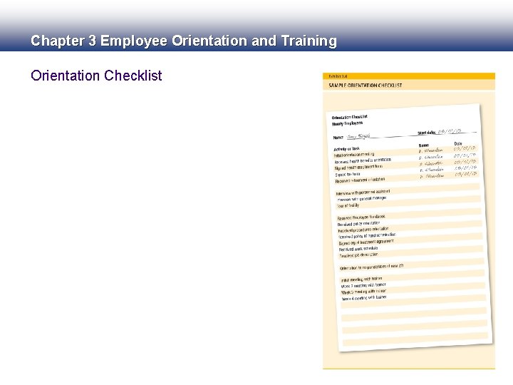Chapter 3 Employee Orientation and Training Orientation Checklist Chapter 3 Employee Orientation and Training Orientation Checklist