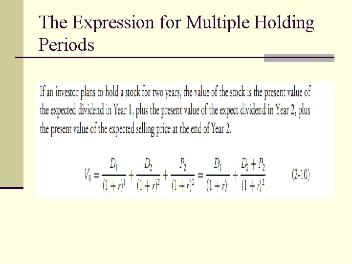 The Expression for Multiple Holding Periods 
