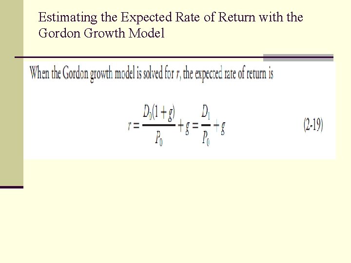 Estimating the Expected Rate of Return with the Gordon Growth Model 