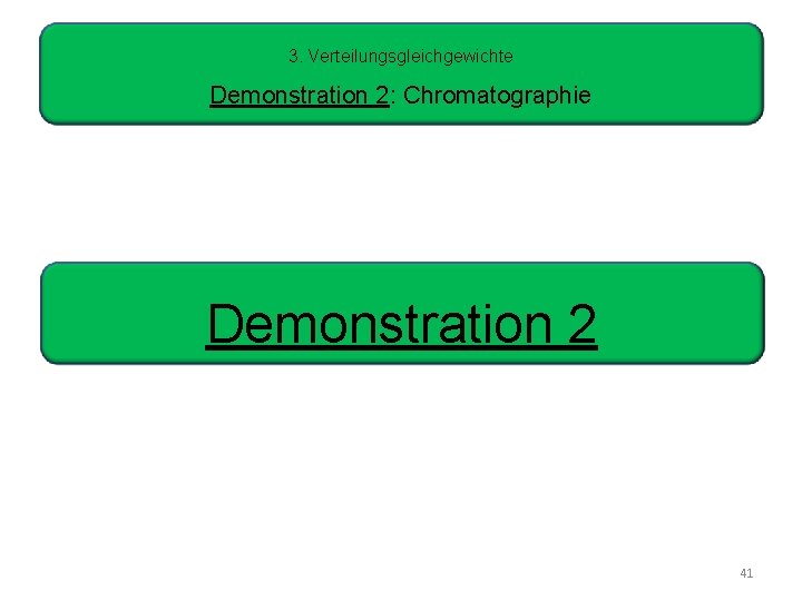 3. Verteilungsgleichgewichte Demonstration 2: Chromatographie Demonstration 2 41 