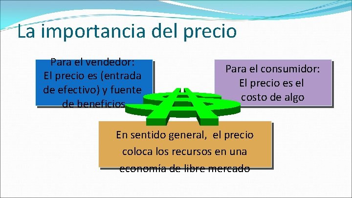 La importancia del precio Para el vendedor: El precio es (entrada de efectivo) y La importancia del precio Para el vendedor: El precio es (entrada de efectivo) y