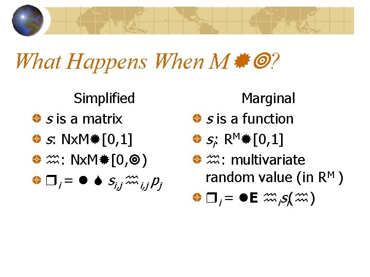 What Happens When M ? Simplified s is a matrix s: Nx. M [0,