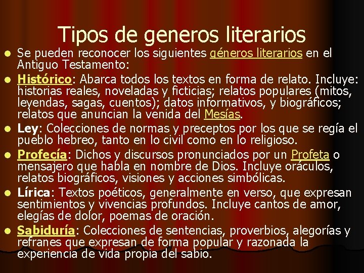 Tipos de generos literarios l l l Se pueden reconocer los siguientes géneros literarios