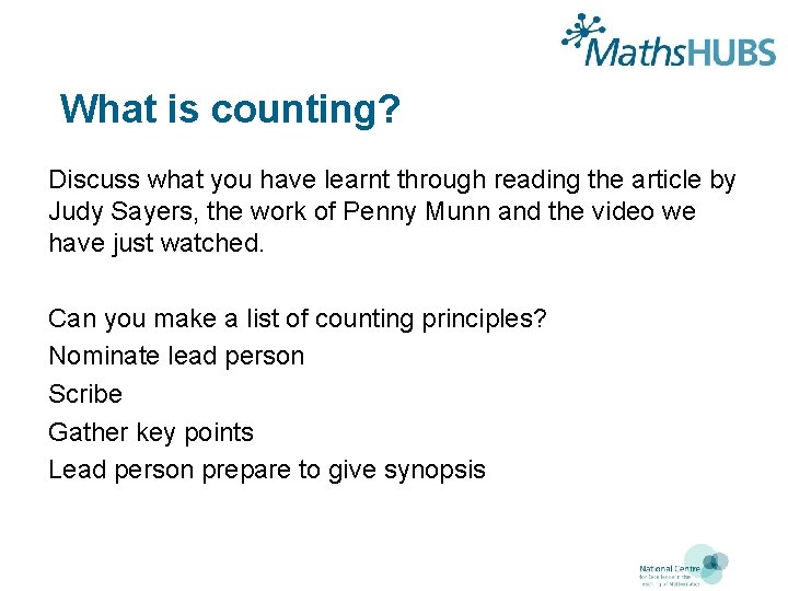 What is counting? Discuss what you have learnt through reading the article by Judy