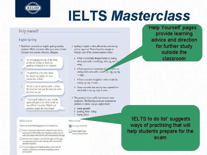 IELTS Masterclass ‘Help Yourself’ pages provide learning advice and direction for further study outside