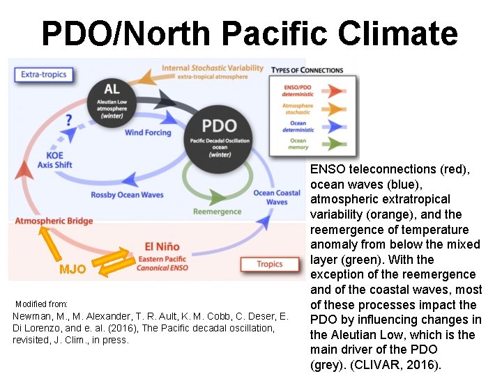 PDO/North Pacific Climate MJO Modified from: Newman, M. Alexander, T. R. Ault, K. M.