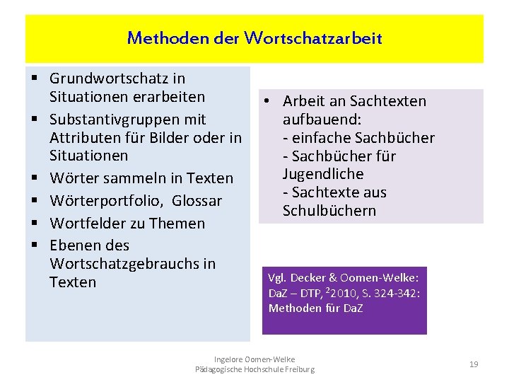 Methoden der Wortschatzarbeit § Grundwortschatz in Situationen erarbeiten § Substantivgruppen mit Attributen für Bilder