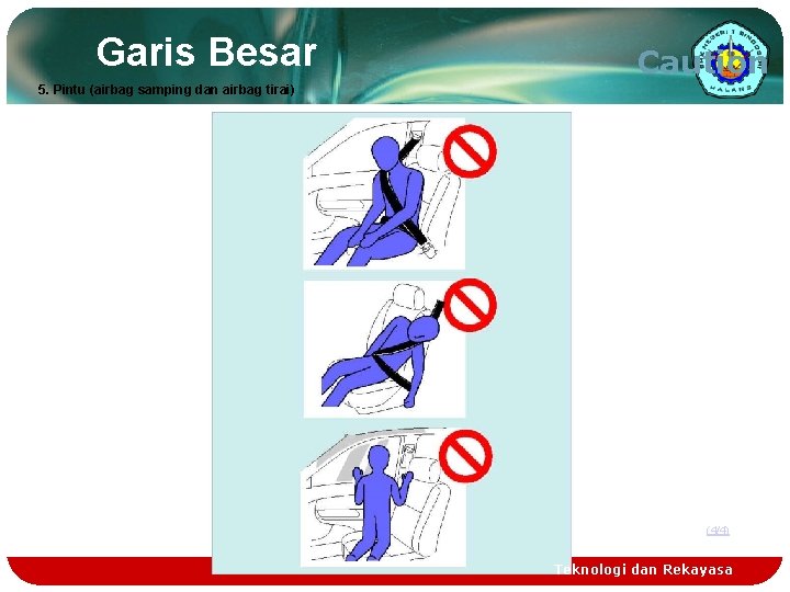 Garis Besar Caution 5. Pintu (airbag samping dan airbag tirai) (4/4) Teknologi dan Rekayasa