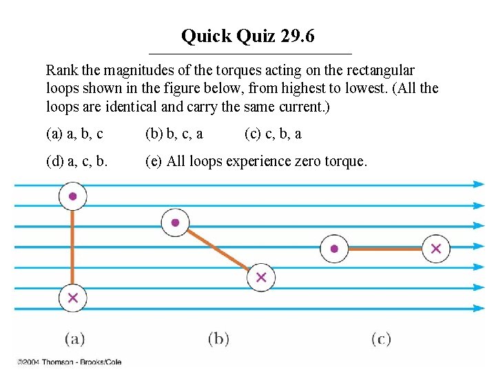 Quick Quiz 29. 6 Rank the magnitudes of the torques acting on the rectangular