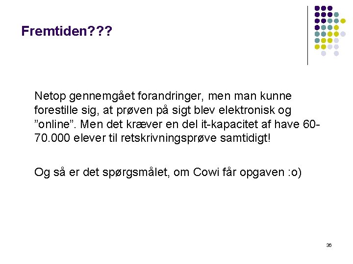 Fremtiden? ? ? Netop gennemgået forandringer, men man kunne forestille sig, at prøven på Fremtiden? ? ? Netop gennemgået forandringer, men man kunne forestille sig, at prøven på