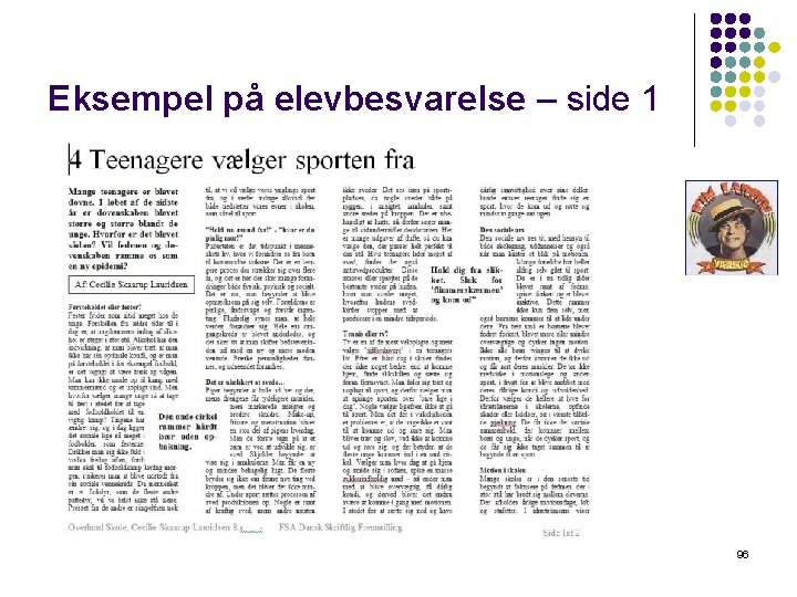 Eksempel på elevbesvarelse – side 1 96 Eksempel på elevbesvarelse – side 1 96