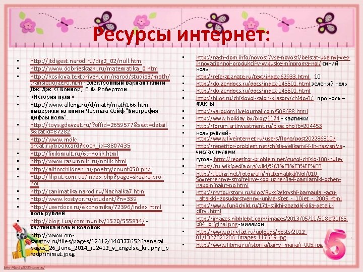 Ресурсы интернет: • • • • http: //jtdigest. narod. ru/dig 2_02/null. htm http: //www.