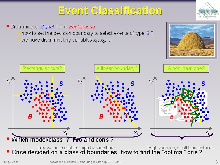 Event Classification § Discriminate Signal from Background § how to set the decision boundary