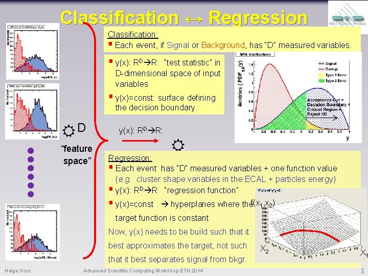 Classification ↔ Regression Classification: § Each event, if Signal or Background, has “D” measured