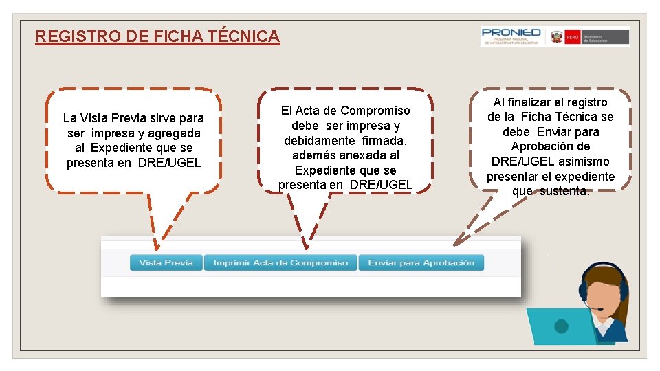 REGISTRO DE FICHA TÉCNICA La Vista Previa sirve para ser impresa y agregada al