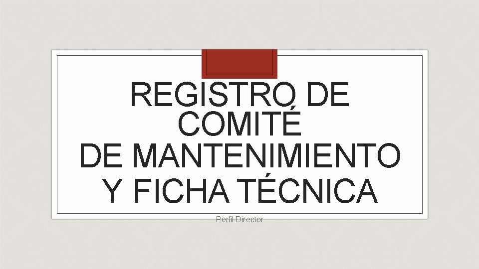 REGISTRO DE COMITÉ DE MANTENIMIENTO Y FICHA TÉCNICA Perfil Director 