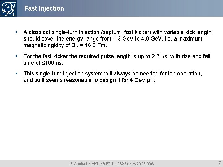 PS 2 review Injection and extraction systems B