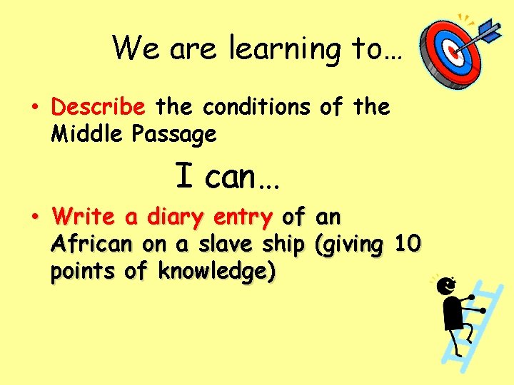 We are learning to… • Describe the conditions of the Middle Passage I can…