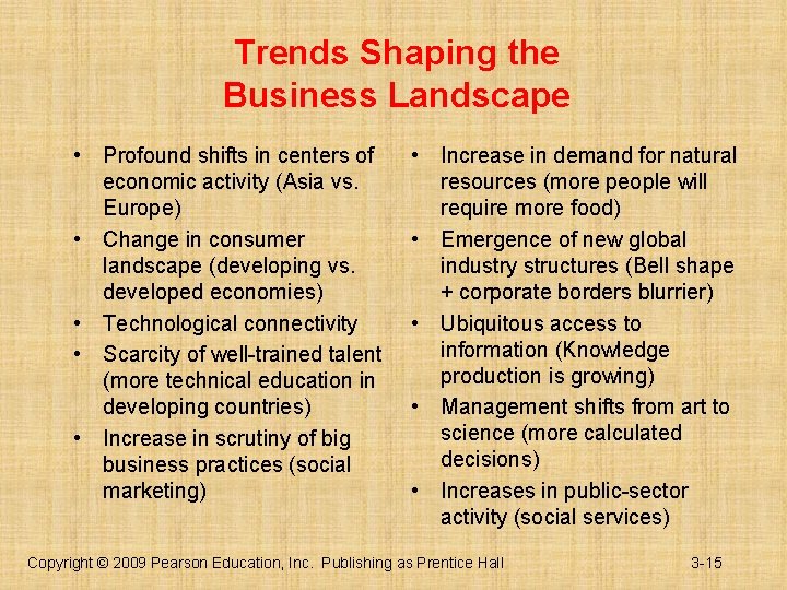 Trends Shaping the Business Landscape • Profound shifts in centers of economic activity (Asia