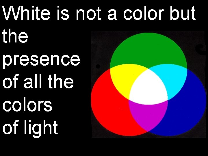 White is not a color but the presence of all the colors of light