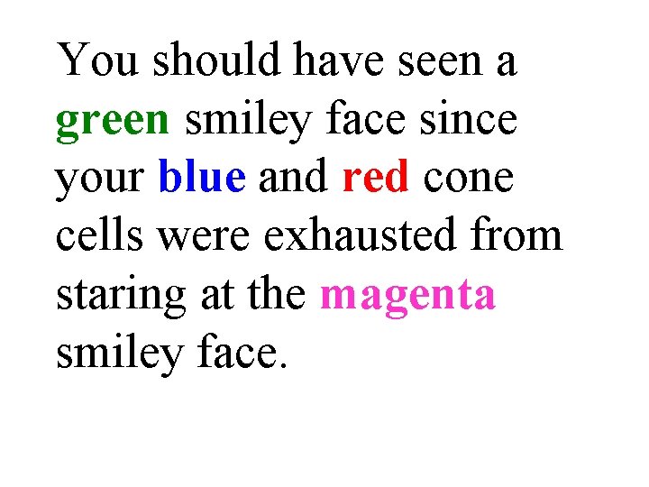 You should have seen a green smiley face since your blue and red cone