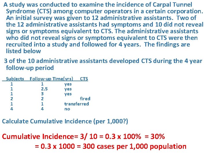  A study was conducted to examine the incidence of Carpal Tunnel Syndrome (CTS)