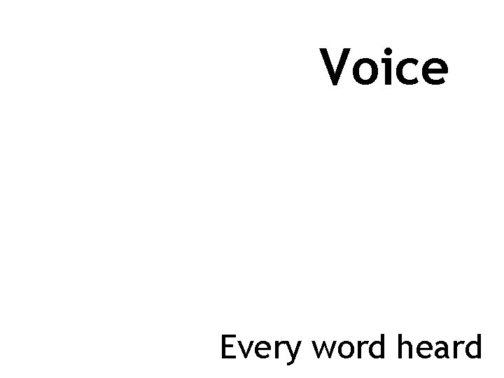 Voice Every word heard 