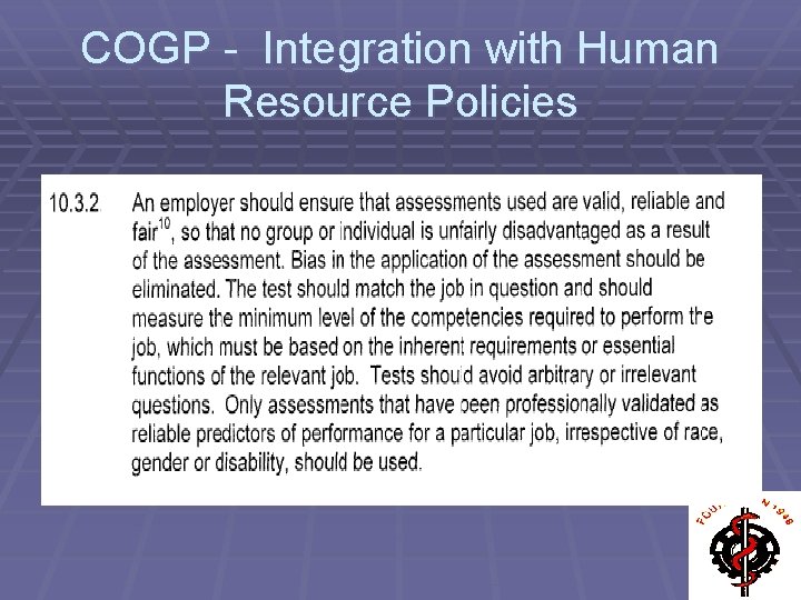 COGP - Integration with Human Resource Policies 