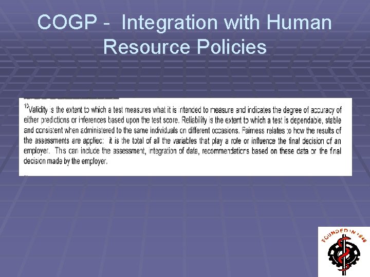 COGP - Integration with Human Resource Policies 