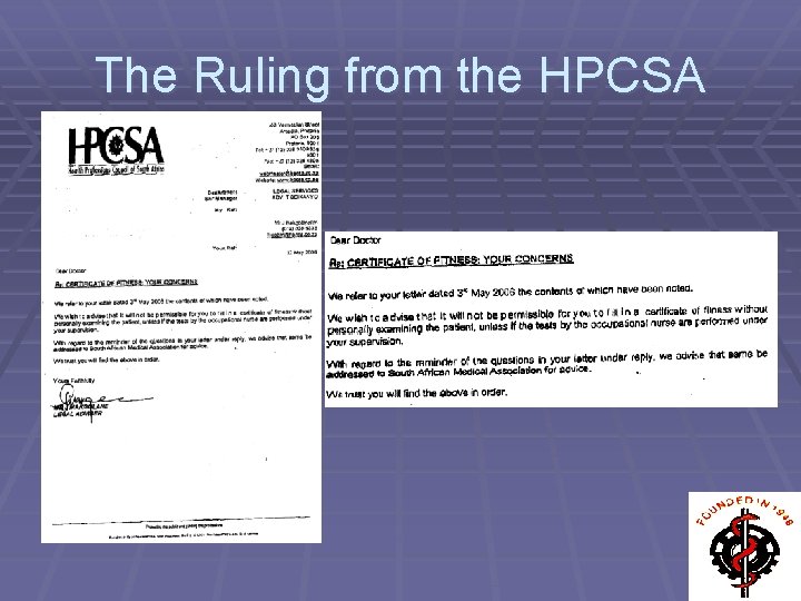 The Ruling from the HPCSA 