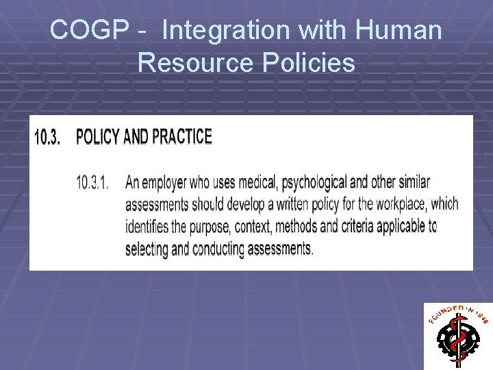 COGP - Integration with Human Resource Policies 