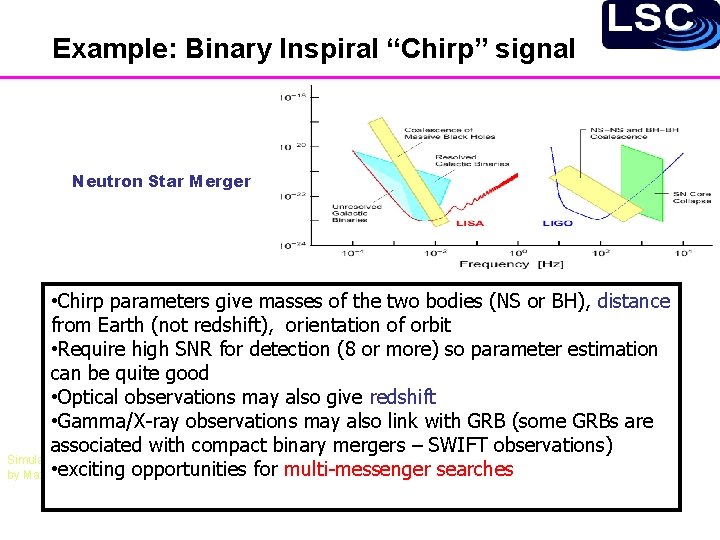 Example: Binary Inspiral “Chirp” signal Neutron Star Merger • Chirp parameters give masses of