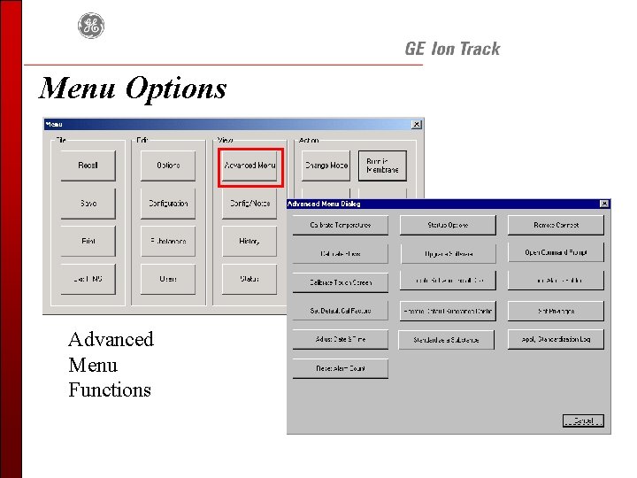 Menu Options Advanced Menu Functions 