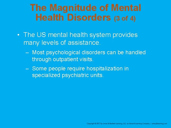 The Magnitude of Mental Health Disorders (3 of 4) • The US mental health