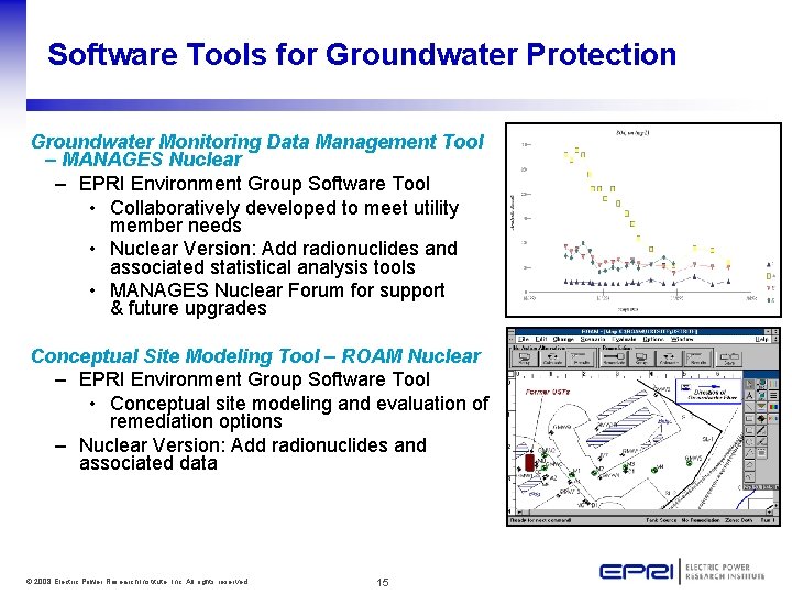 Software Tools for Groundwater Protection Groundwater Monitoring Data Management Tool – MANAGES Nuclear –