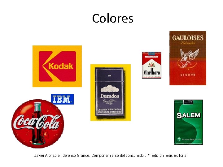 Colores Javier Alonso e Ildefonso Grande. Comportamiento del consumidor. 7ª Edición. Esic Editorial 